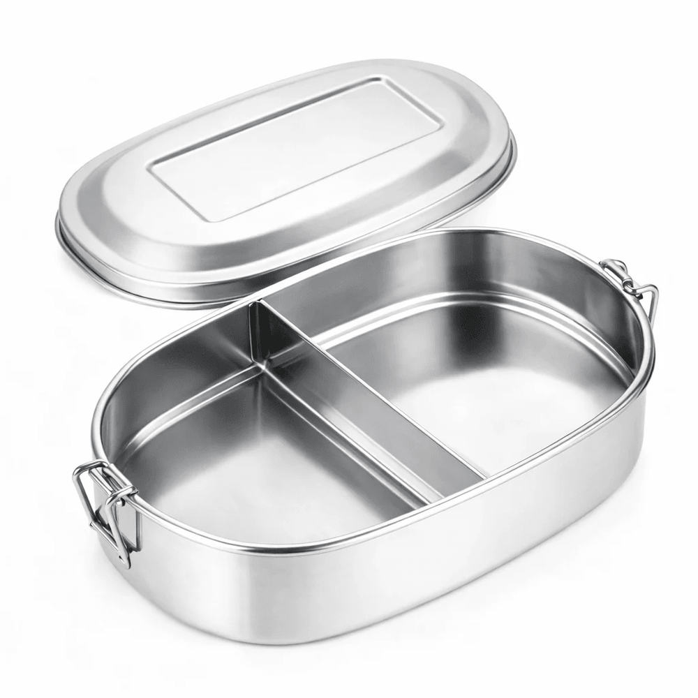Retourdeal - RVS lunchbox ovaal 500ml 2 compartimenten
