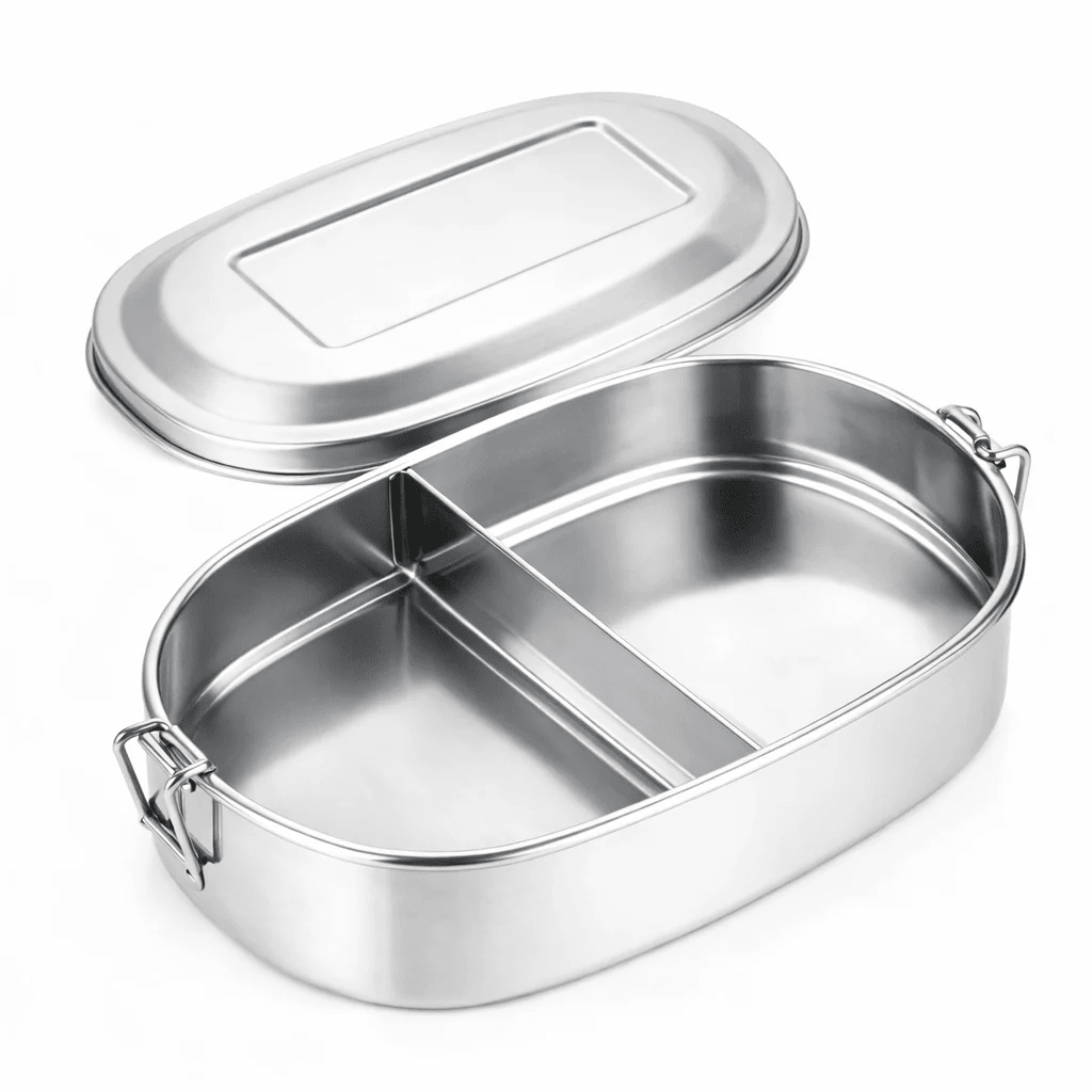 RVS lunchbox ovaal 500ml 2 compartimenten - My Green Deal