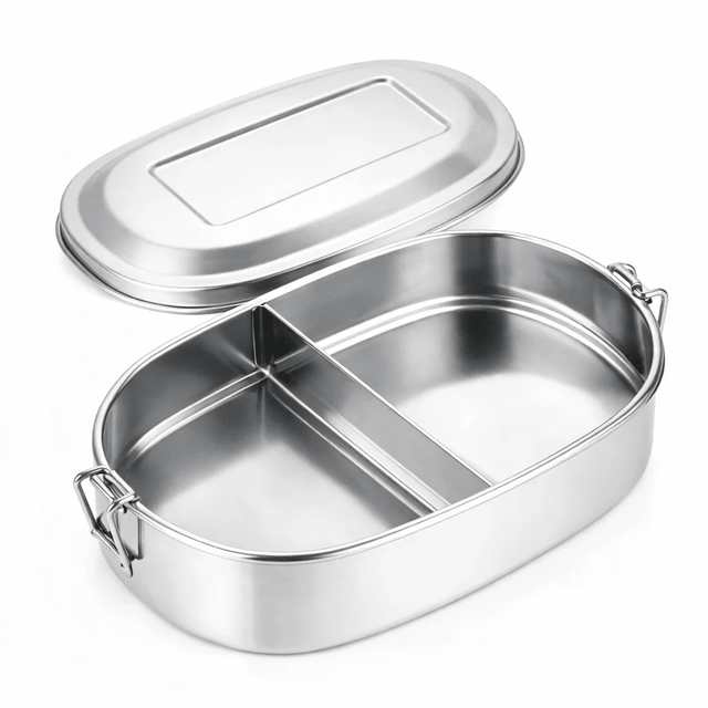 RVS lunchbox ovaal 500ml 2 compartimenten - My Green Deal
