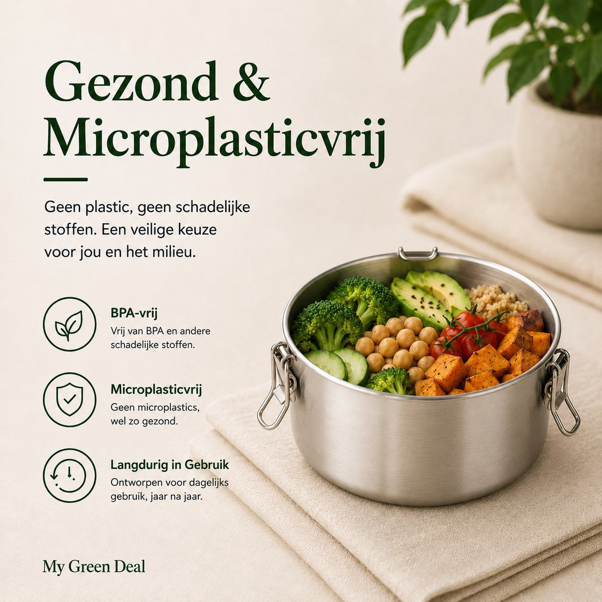 RVS Lunchbox rond 780ml - My Green Deal