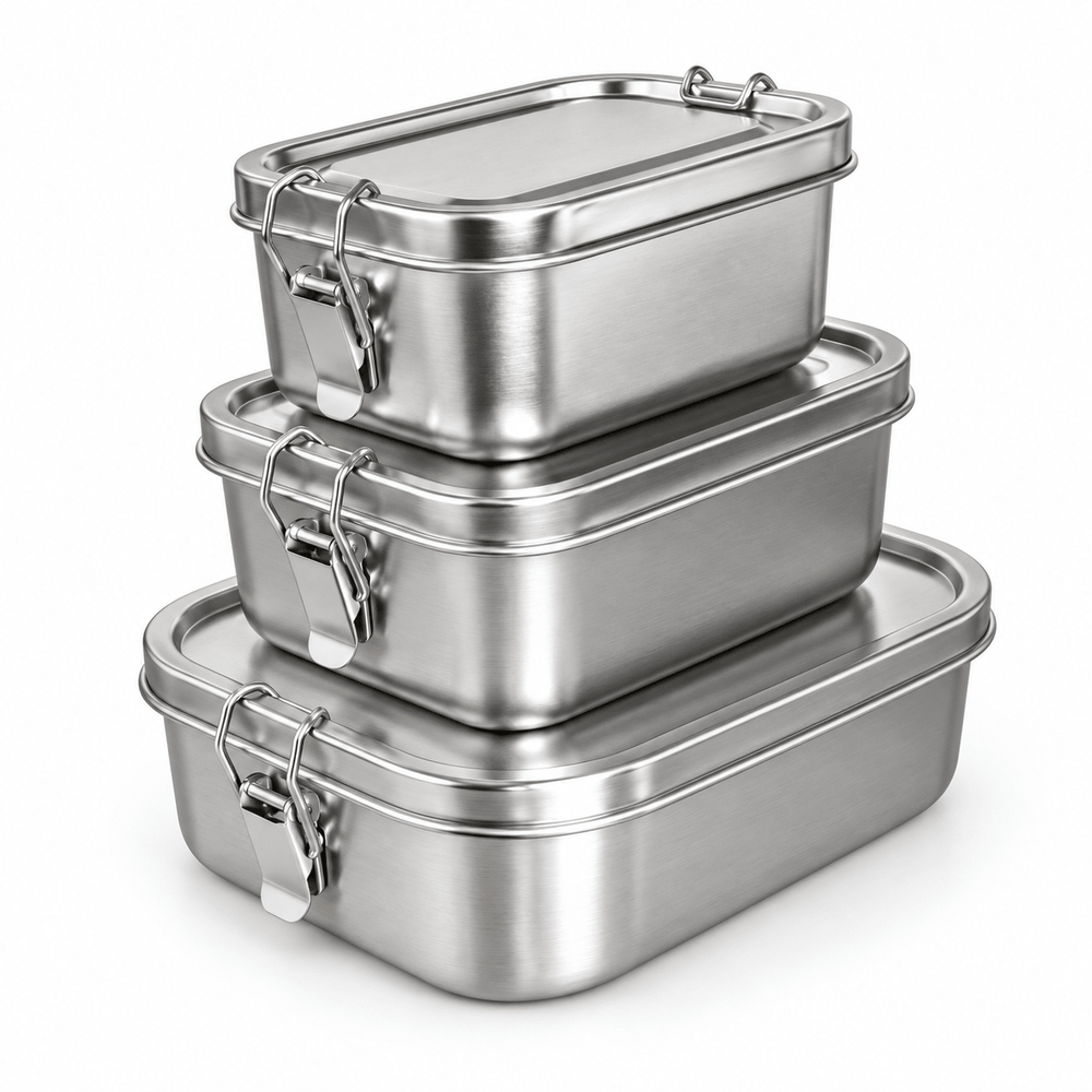 RVS Lunchbox rechthoekig – Set van 3 - My Green Deal