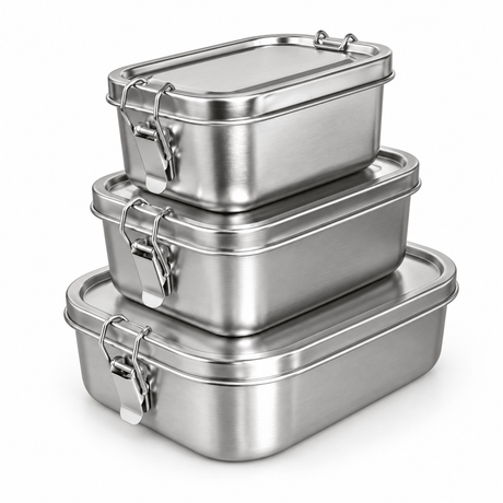 RVS Lunchbox rechthoekig – Set van 3 - My Green Deal