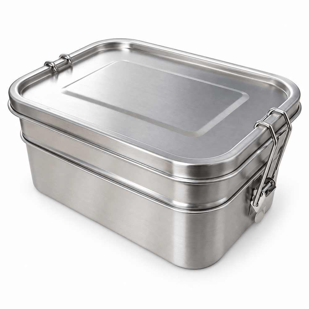 Retourdeal - RVS lunchbox 760+1200ml