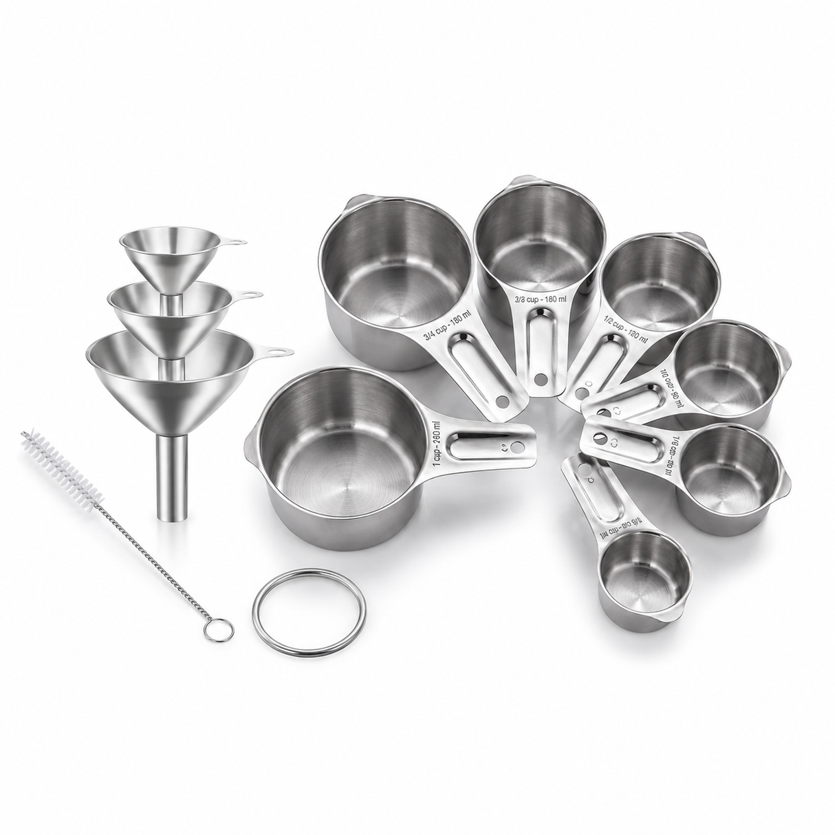 RVS Maatbeker & Trechter Set – 11-delig