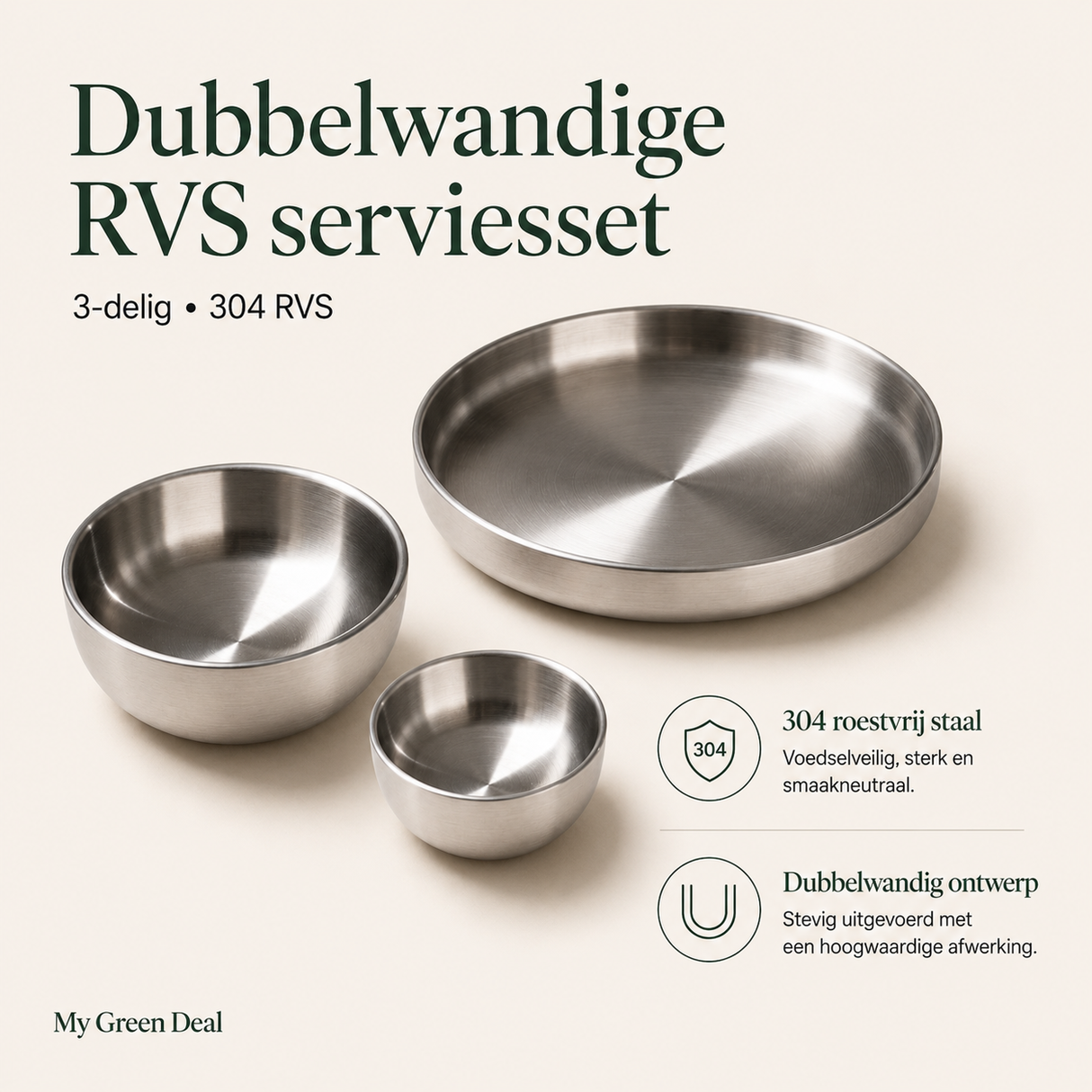 RVS serviesset dubbelwandig