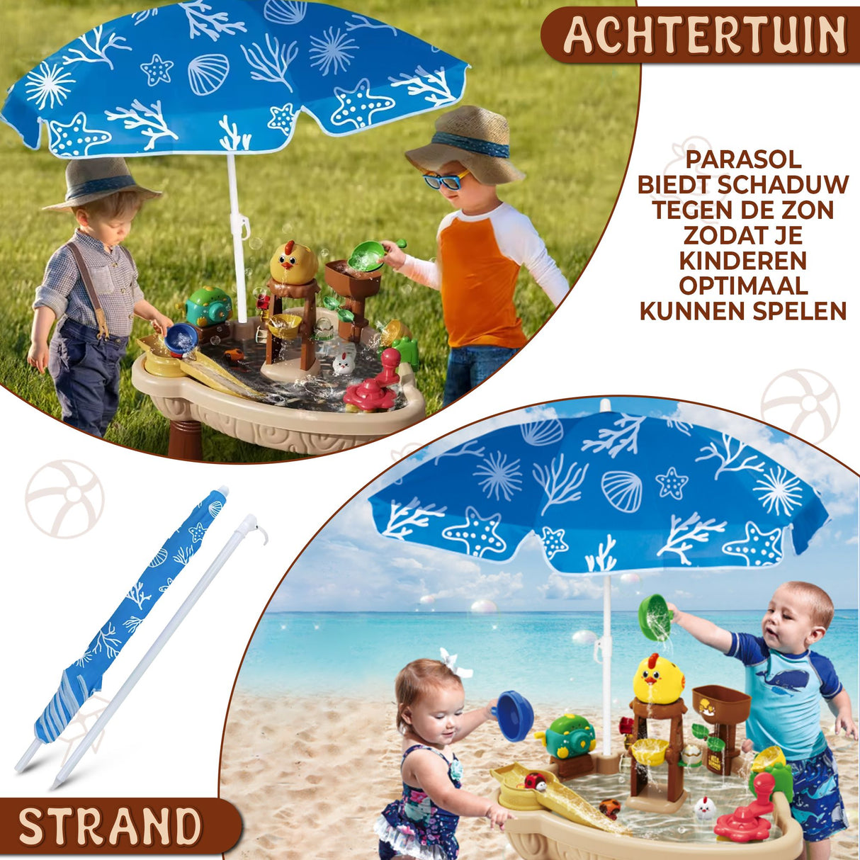 My Green Deal - Watertafel Speelgoed - Inclusief meer dan 20 accessoires en een parasol