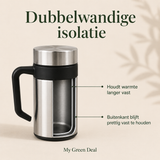 RVS Lunchbox & Koffiebeker To Go Set - Zilver
