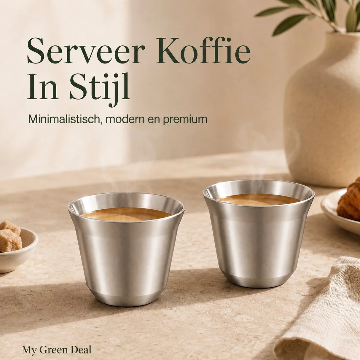RVS koffiekopjes set - zilver