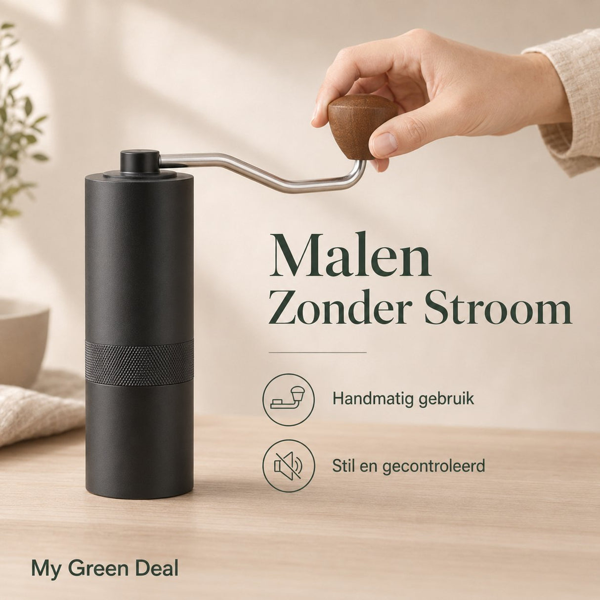 RVS Koffiemolen Handmatig Zwart - My Green Deal