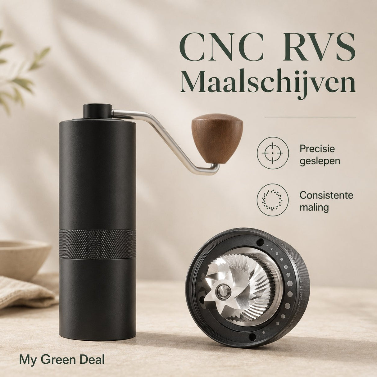 RVS Koffiemolen Handmatig Zwart - My Green Deal