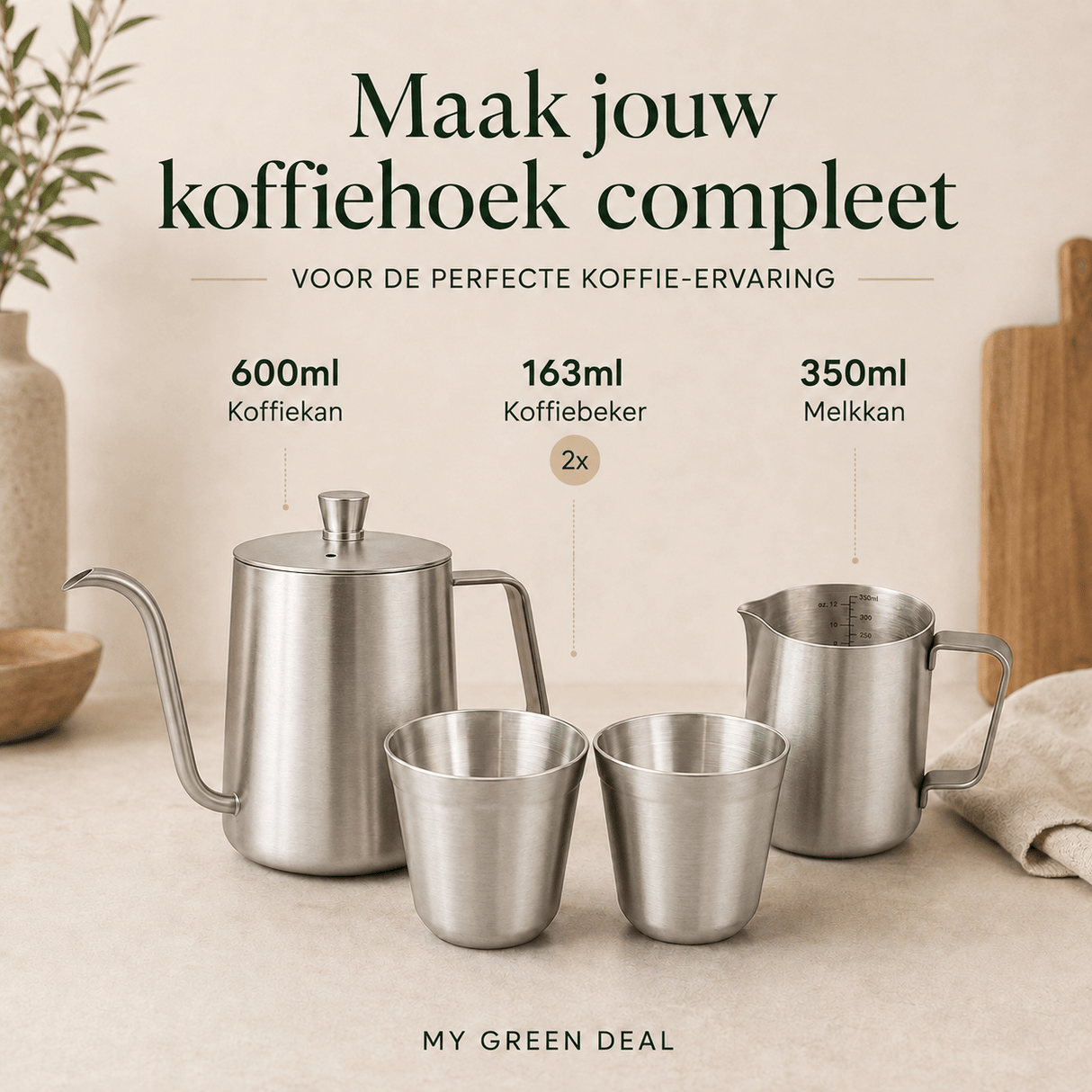 RVS Koffie bundel zilver - My Green Deal