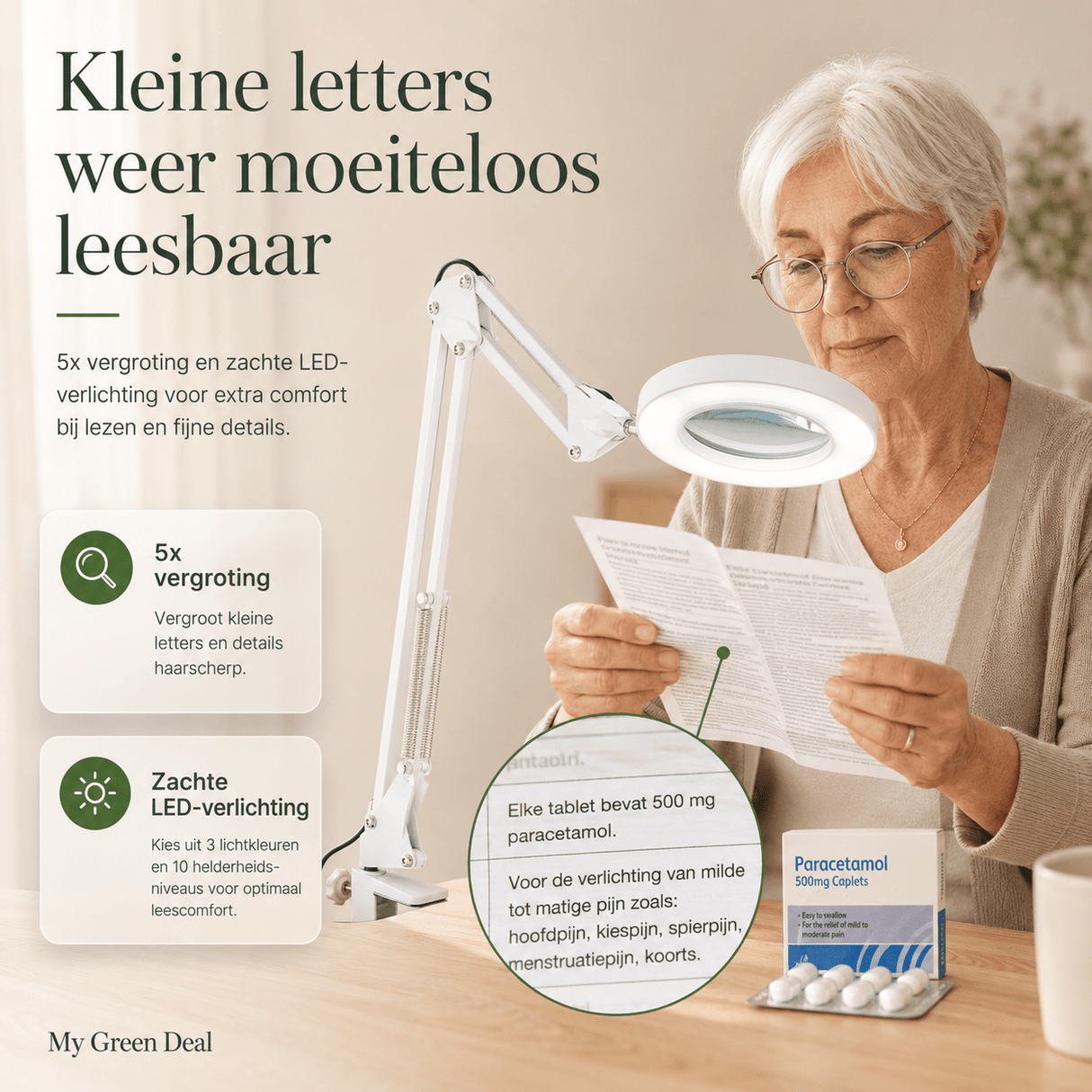 Loeplamp met led verlichting - Wit - My Green Deal
