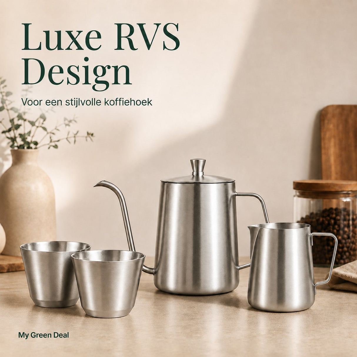 RVS Thee / Koffiekan zilver 600ml - My Green Deal