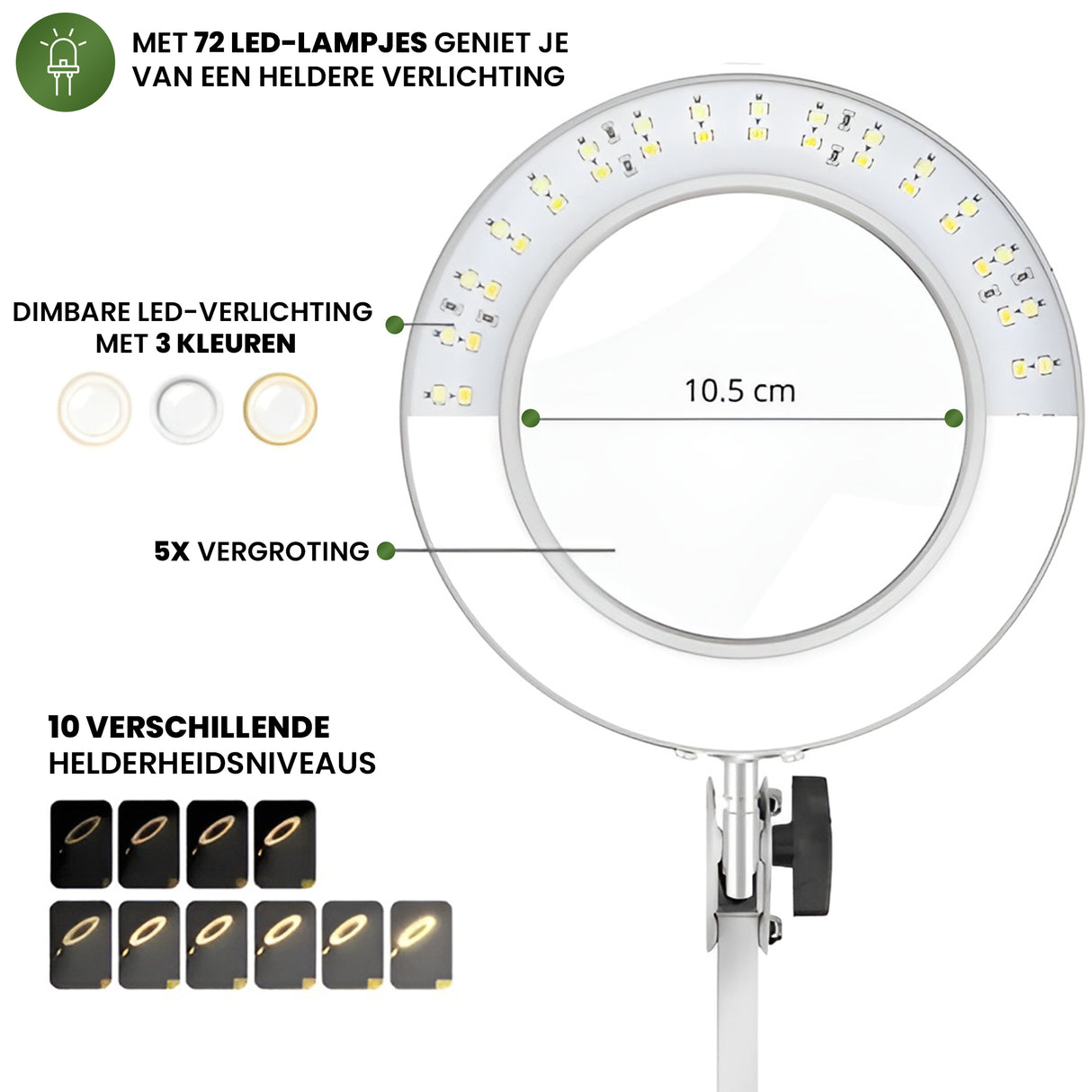 My Green Deal - Loeplamp met led verlichting - Wit