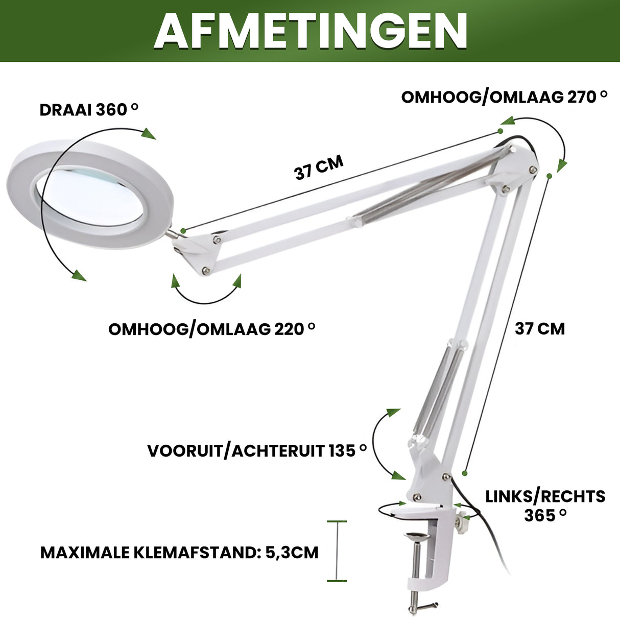 My Green Deal - Loeplamp met led verlichting - Wit