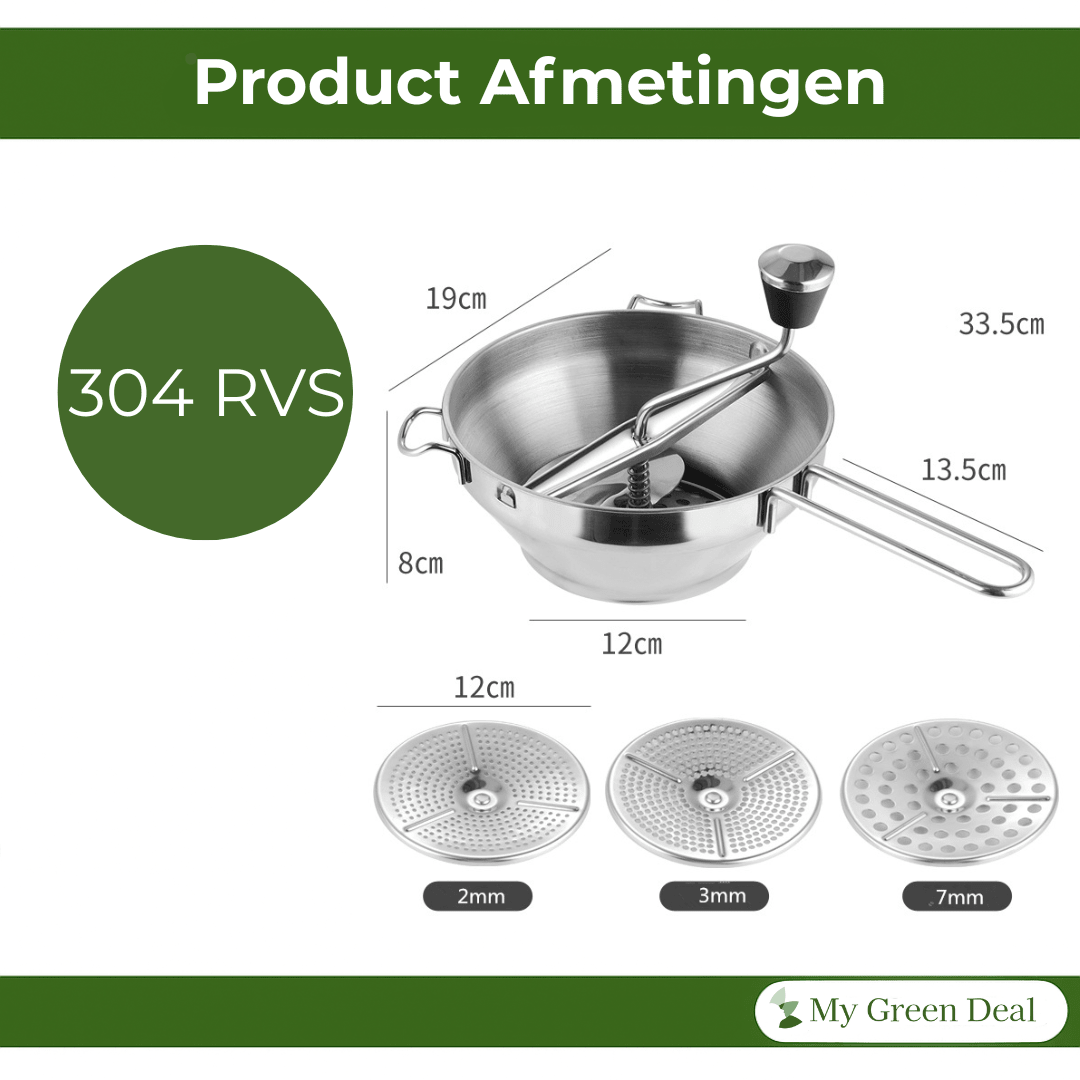 RVS Passeerzeef met 3 Schijven - My Green Deal