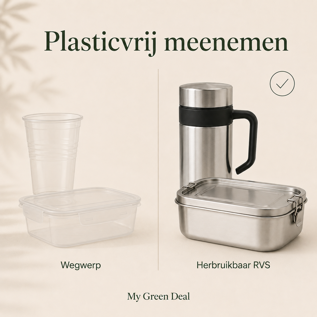 RVS Lunchbox & Koffiebeker To Go Set - Zilver