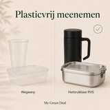 RVS Lunchbox & Koffiebeker To Go Set - Zwart