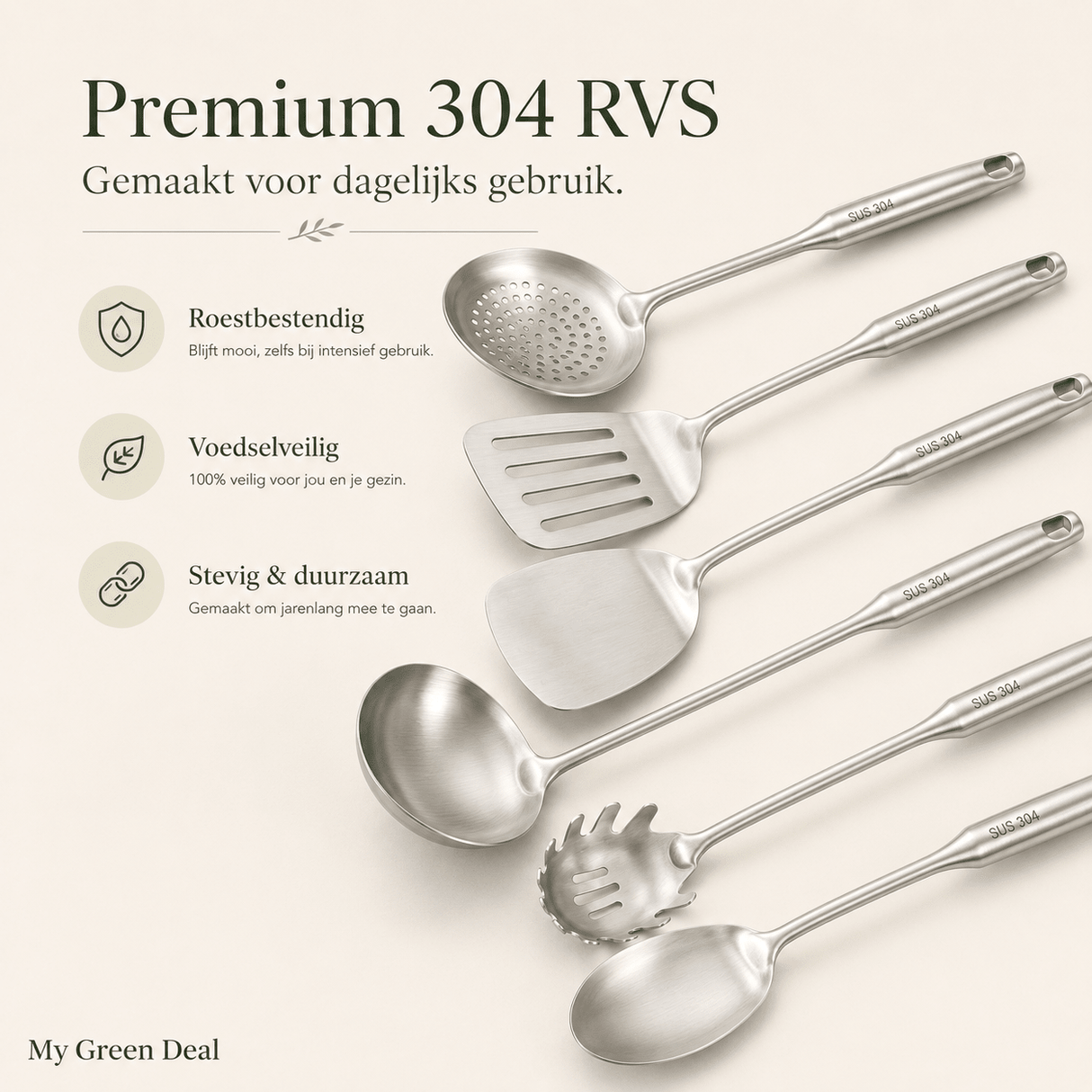 RVS Keukenhulpset 6-delig - My Green Deal