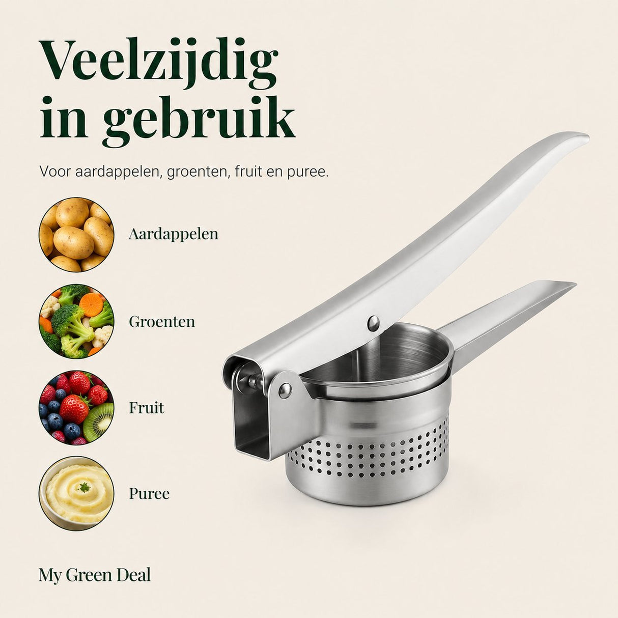RVS Pureeknijper 27,5 cm - My Green Deal