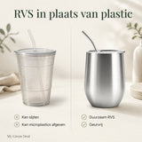 RVS Cocktail Bekers met Rietje – 2 stuks - My Green Deal