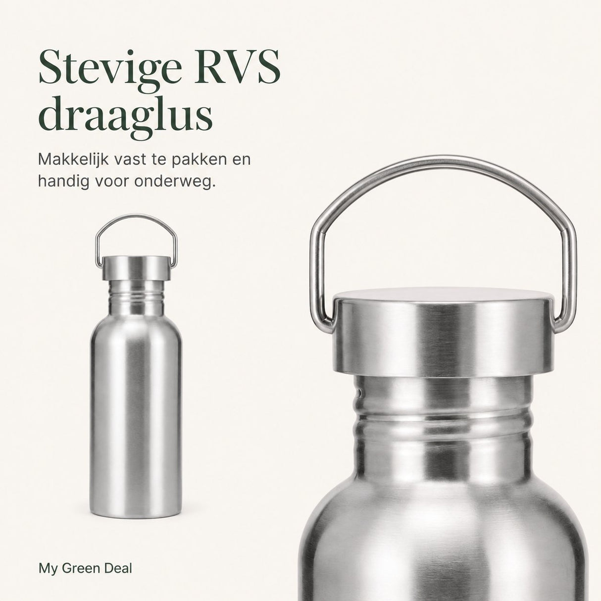 RVS drinkfles enkelwandig 500ml - My Green Deal