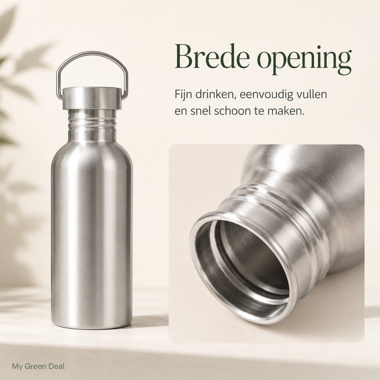 RVS drinkfles enkelwandig 500ml - My Green Deal