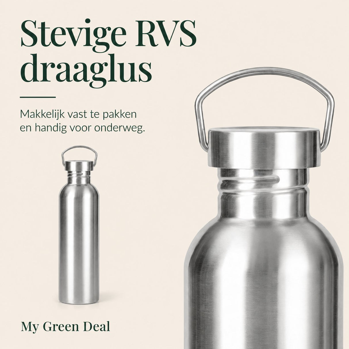 RVS drinkfles enkelwandig 1000ML - My Green Deal