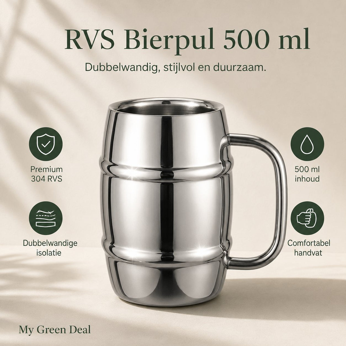 RVS Bierpul 500 ml - My Green Deal