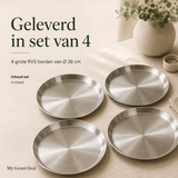 Luxe Grote RVS Borden Set (4-delig) - 26cm - My Green Deal