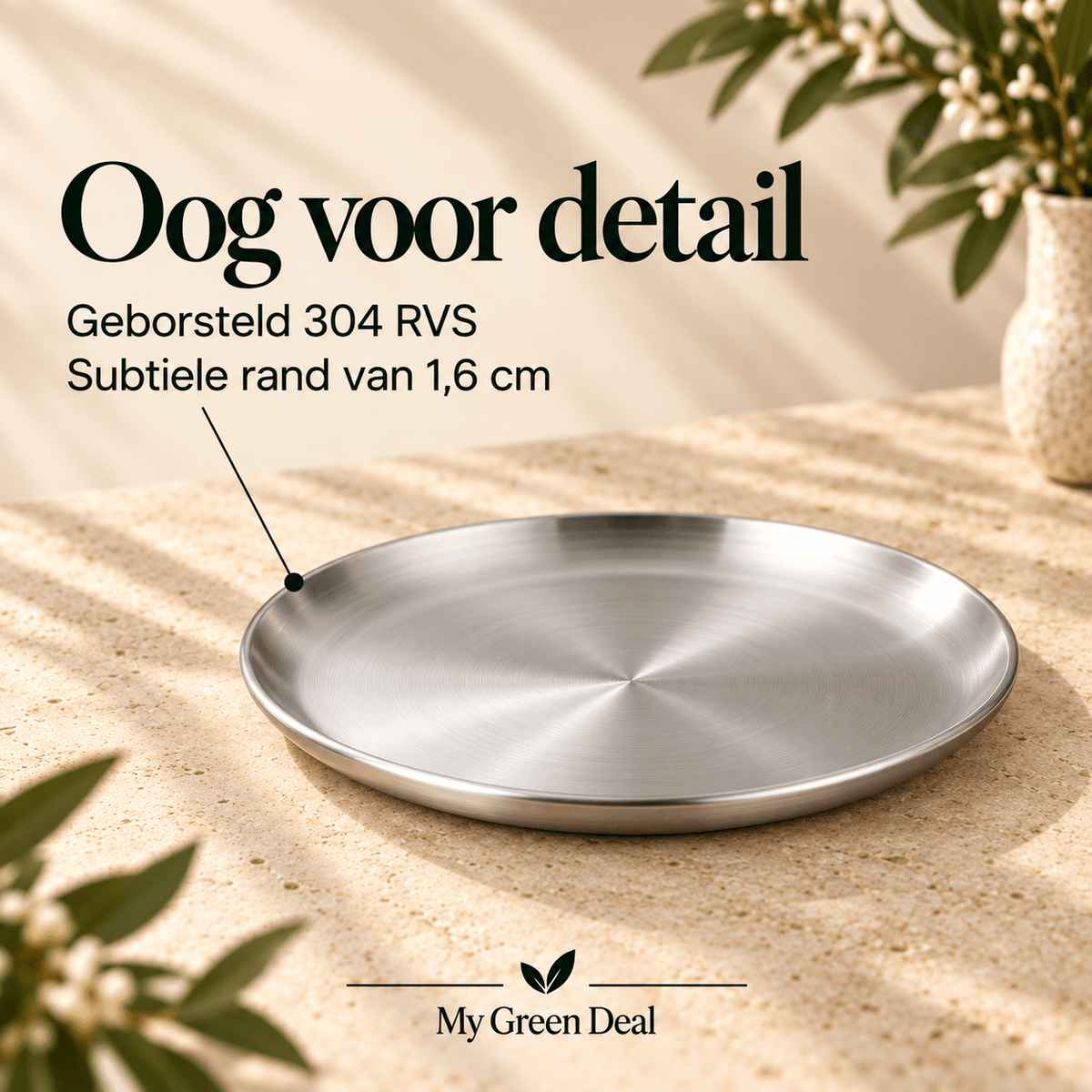 RVS Luxe Serveerborden Set – RVS Bordenset 14 cm, 20 cm & 26 cm - My Green Deal