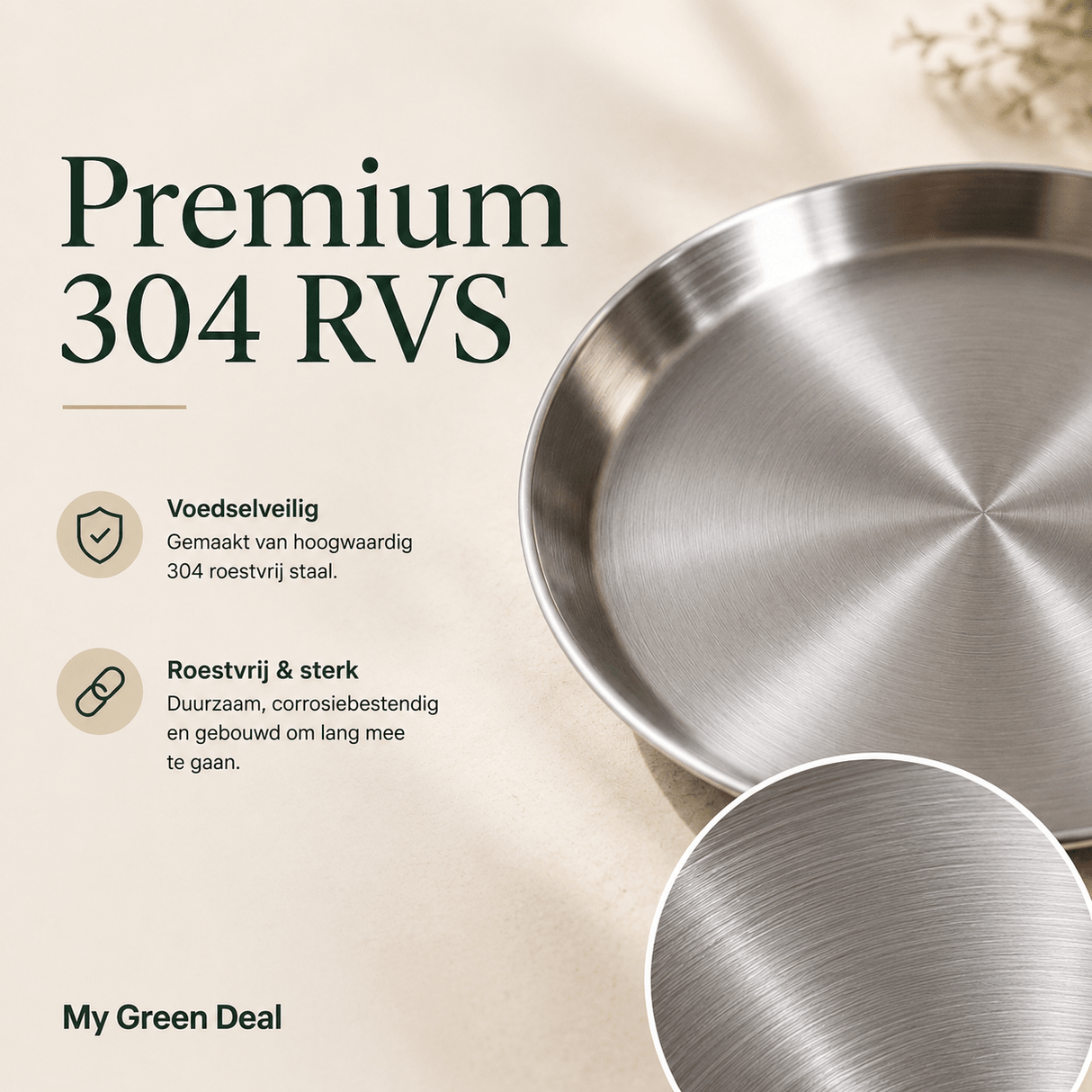 Luxe Grote RVS Borden Set (4-delig) - 26cm - My Green Deal