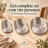 RVS Luxe Serveerborden Set – RVS Bordenset 14 cm, 20 cm & 26 cm - My Green Deal