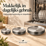 RVS Luxe Serveerborden Set – RVS Bordenset 14 cm, 20 cm & 26 cm - My Green Deal