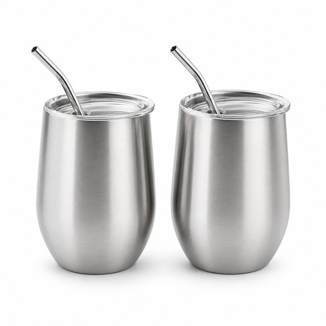 RVS Cocktail Bekers met Rietje – 2 stuks - My Green Deal