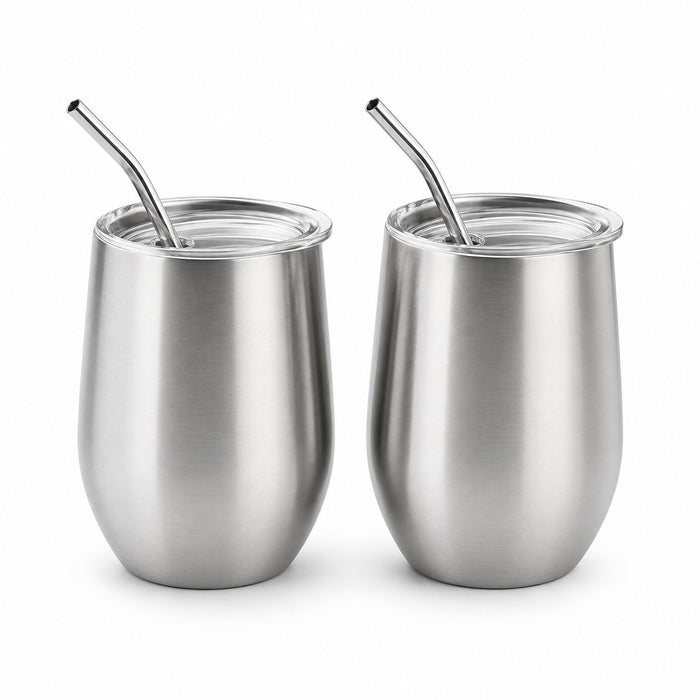 RVS Cocktail Bekers met Rietje – 2 stuks - My Green Deal