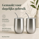 RVS Cocktail Bekers met Rietje – 2 stuks - My Green Deal