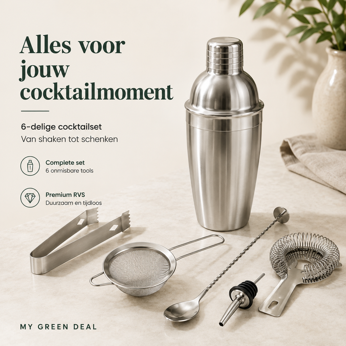 RVS Cocktailset 6-delig