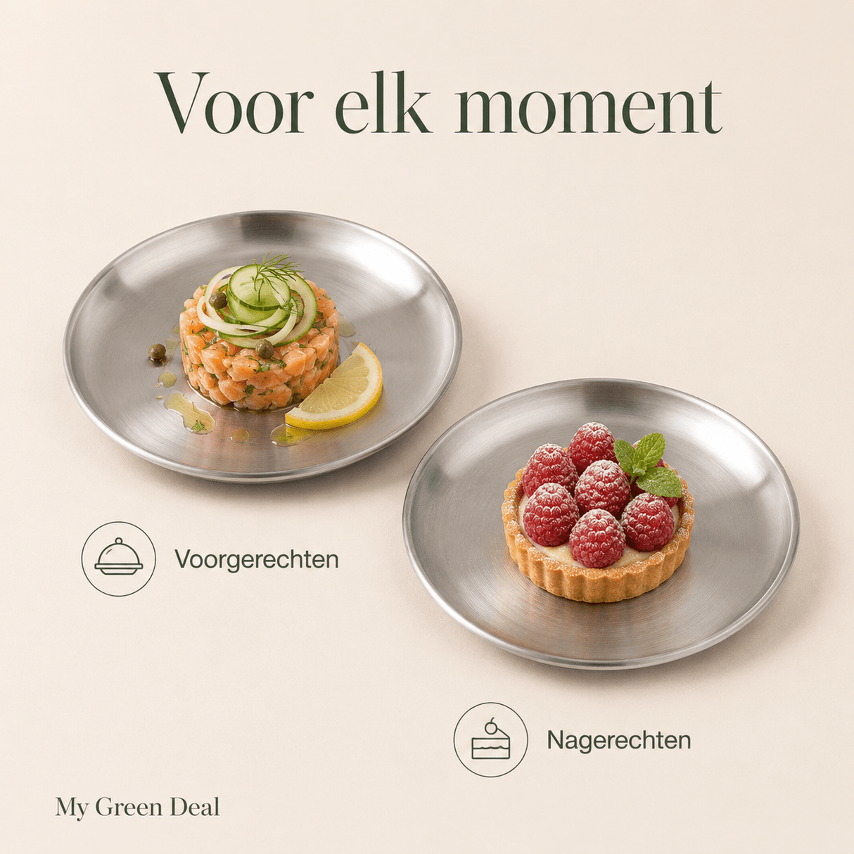 Luxe Kleine RVS Borden Set (4-delig) - 14cm - My Green Deal