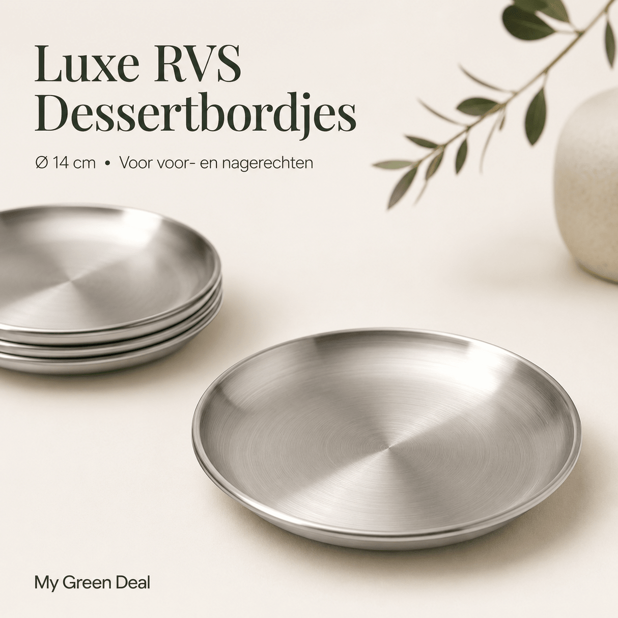 Luxe Kleine RVS Borden Set (4-delig) - 14cm - My Green Deal