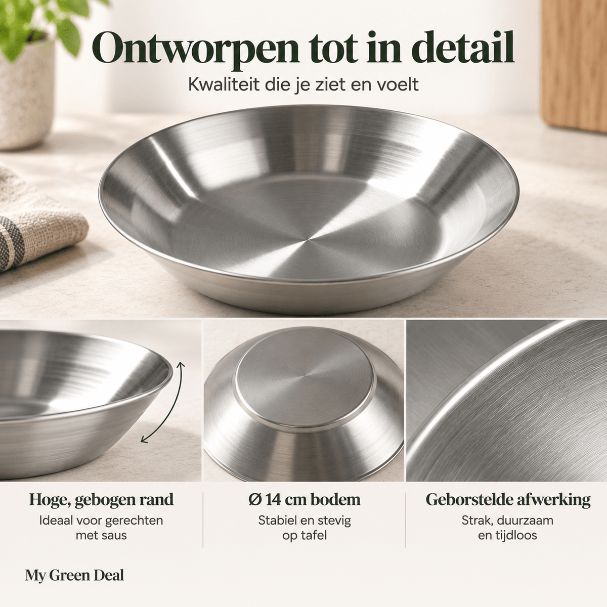 RVS diep bord enkelwandig - My Green Deal