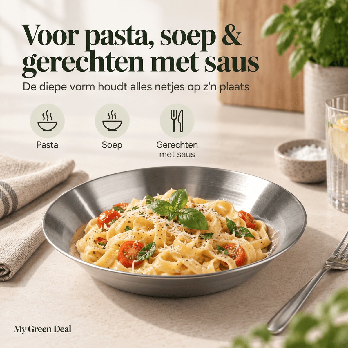 RVS diep bord enkelwandig - My Green Deal