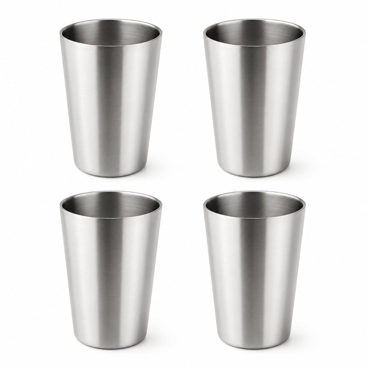RVS langwerpige dubbelwandige Bekers 350ml– Set van 4 - My Green Deal