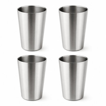 RVS langwerpige dubbelwandige Bekers 350ml– Set van 4 - My Green Deal
