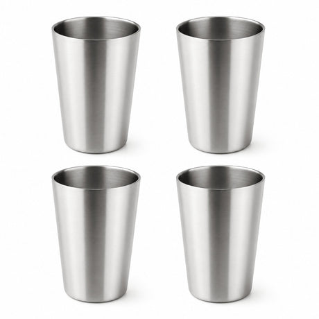 RVS langwerpige dubbelwandige Bekers 350ml– Set van 4 - My Green Deal