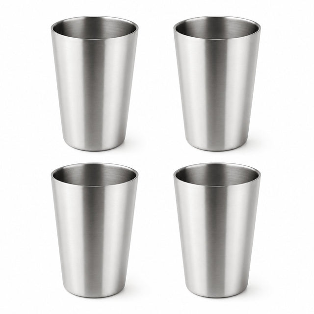 RVS langwerpige dubbelwandige Bekers 350ml– Set van 4 - My Green Deal
