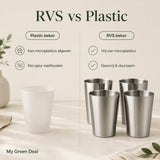RVS langwerpige dubbelwandige Bekers 350ml– Set van 4 - My Green Deal
