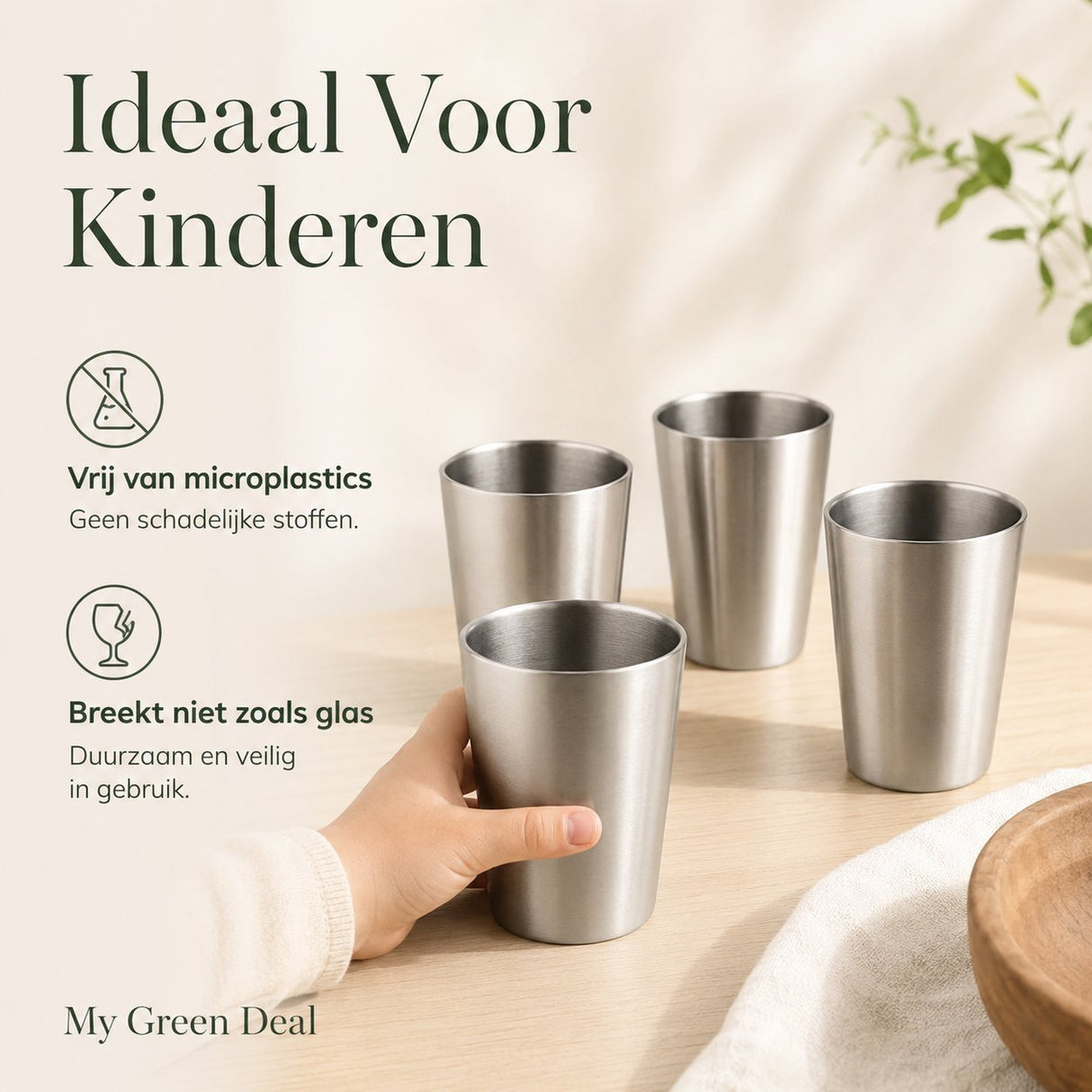 RVS langwerpige dubbelwandige Bekers 350ml– Set van 4 - My Green Deal