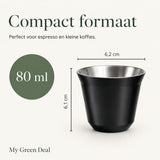 RVS Espressokopjes set van 2 Zwart - 80 ml - My Green Deal