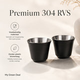 RVS Espressokopjes set van 2 Zwart - 80 ml - My Green Deal